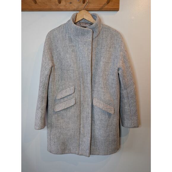 J.Crew Jackets & Blazers - J.Crew Italian Stadium Cloth Wool Coat Gray Funnel Neck Pockets Winter Size 10
